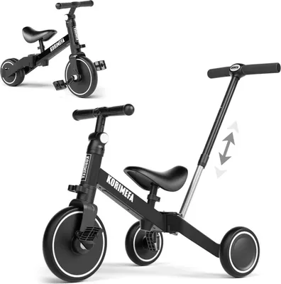 Obrázok produktu pre KORIMEFA 4 v 1 detský balančný bicykel trojkolka od 1 roka čiernePolyuretánsedadlo