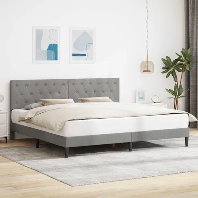 Produktbild von Möbel Bettrahmen mit Kopfteil Hellgrau 180 x 200 cm SamtKlassische Betten - Klassische Betten c6843