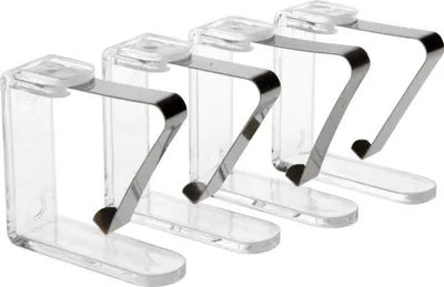 Produktbild von 4er-Set Tischtuchklammern aus Metall mit Acrylmantel, transparent