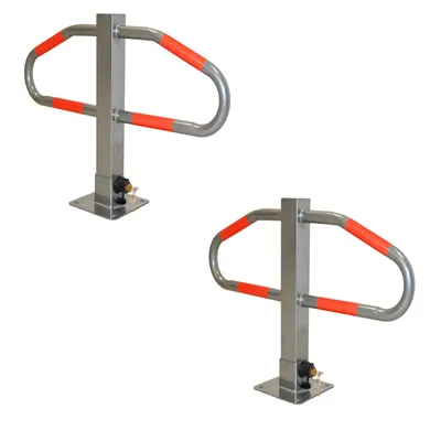 Produktbild von 2x Parkplatzsperre 47 x 73 cm Metall grau abschließ- und klappbar Parkplatzbügel Sperrbügel Poller