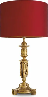 Produktbild von Casa Padrino Luxus Barock Tischleuchte Antik Gold / Rot H. 83,5 cm - Barock Schreibtischleuchte