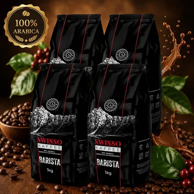 Immagine prodotto di Swisso Barista caffè in grani 4 × 1 kg 100% Arabica caffè premium 4 kg