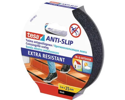 Image de Ruban tesa® Anti-slip, antidérapant pour escaliers, adhésif, noir, 25 mm, L-5 m