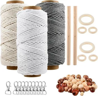 Produktbild von Macrame-Kreativstartset mit Holzperlen und Accessoires