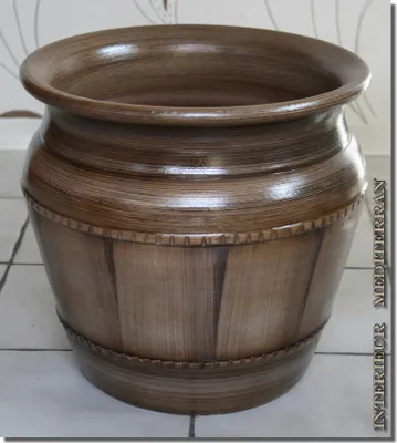 Produktbild von ÜBERTOPF KERAMIK ca.35 CM groß - Modell Nr. 3 Schwarzbraun