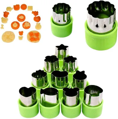 Produktbild von 12-teiliges Gemüseausstecher-Set, Ausstechformen-Set aus Edelstahl, Ausstechformen für Kuchen, Kekse, Sushi, Obst (12 Stile)
