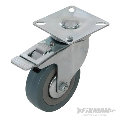 Image de Fixman 487739 Roulette pivotante en caoutchouc avec frein