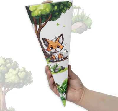 Produktbild von Mini Schultüte für Geschwister Waldtiere Design, Ideale Zuckertüte Jungen oder Mädchen, perfekt für Süßigkeiten | Kleine Schultüte für Schwester oder Bruder