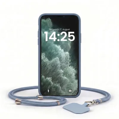 Produktbild von Handyhülle für Apple iPhone X mit Handykette Band Kordel Hülle Case Schutzhülle Lavendelblau Blau