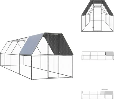 Zdjęcie produktu dla vidaXL Zewnętrzna klatka dla kur 2x8x2 m Ocynkowana stal - Siedliska i wybiegi dla małych zwierząt