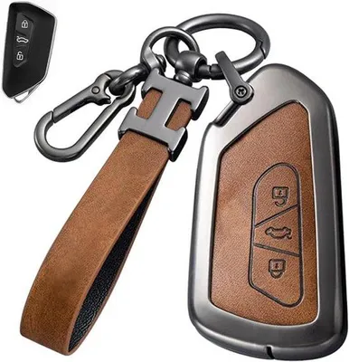 Obrázek produktu pro Kabelka na klíče od auta se 3 knoflíky, kůže, černá, kovová
