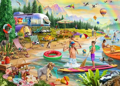 Image de Bluebird Puzzle Jeu de pose Lakeside Summer Camp - 500 pièces