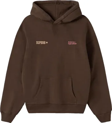 Immagine prodotto di Superba felpa con cappuccio 'Don't call me baby' in marrone spazzolato oversize, HERVORRAGENDE donna