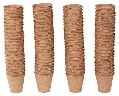 Zdjęcie produktu dla Doniczki Dehner do uprawy roślin, okrągłe, Ø 6 cm, 96 sztuk, brązowe