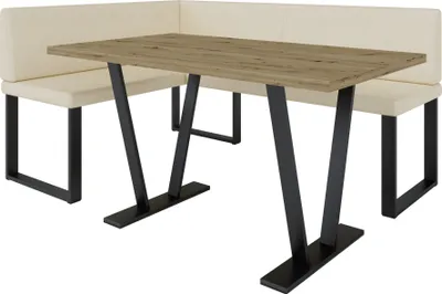 Produktbild von Eckbank AKIKO METAL mit Tisch 168x128 links - Eckbankgruppe f r Ihrem Esszimmer, K che modern, Sitzecke, Essecke. Perfekt f r K che, B ro und Rezeption