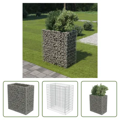 Image de The Living Store Gabionen Plateau de jardin Acier galvanisé 90×50×100 cm