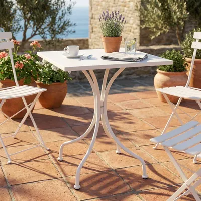 Immagine prodotto di Milani Home - Tavolo In Metallo Per Bar Da Esterno Giardino, Cm 60x60x72 H Colore Bianco - Bianco