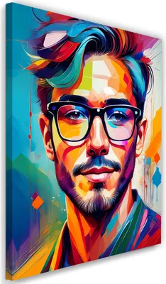 Produktbild von Leinwandbild Moderner Mann Brille Mode 40x60 Feeby Bunt bild für die wand bereit zum aufhängen