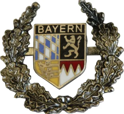 Hutanstecker Bayern Wappen mit Ehrenkranz von Hut-Breiter in bunt