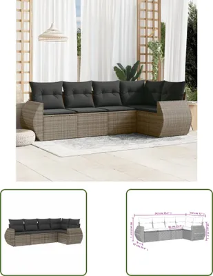 Produktbild von The Living Store 5-tlg. Garten-Sofagarnitur mit Kissen Grau Poly Rattan