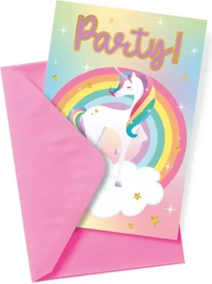 Produktbild von Andere Marken Einhorn-Einladungskarten 6 Stück