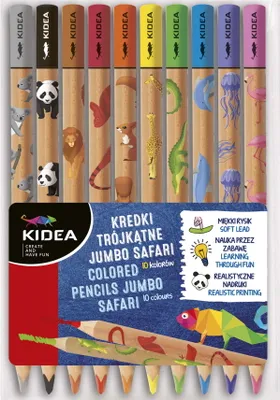 Immagine prodotto di Matite triangolari Jumbo safari 10 colori Kidea