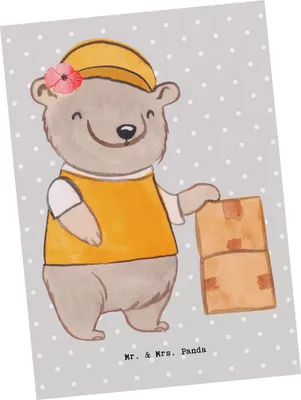 Produktbild von Mr. & Mrs. Panda Postkarte Lieferdienstmitarbeiterin Herz - Grau Pastell - Geschenk, Pizza Backen, Pizzabringdienst, Pizzabotin, bildkarte, Pizzabäckerin, Ansichtskarte