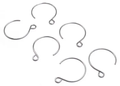 Produktbild von Vintageparts runde Ohrhänger Halbcreolen aus 304 Edelstahl platinfarben 22x18mm, 6 Stück