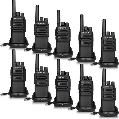 Produktbild von Retevis NR610 Funkgeräte Set, PMR446 Walkie-Talkie Wiederaufladbar 1200mAh USB-C, KI-Geräuschunterdrückung, HD-Audio Professionelle Funkgeräte für Schule,Transport, Weingut(10 Stück, Schwarz)