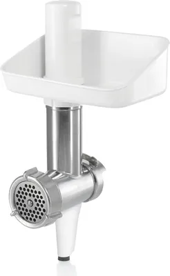 Produktbild von Bosch Fleischwolf MUZ5FW1, Fleischwolf-Aufsatz, Stopfer, Edelstahl Loch-Scheibe 4,5 mm, auch für Fisch und Gemüse, passend Küchenmaschine Serie 4