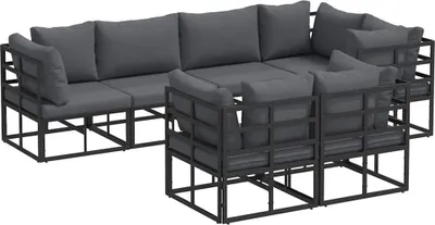 Immagine prodotto di vidaXL Set di divani da giardino con cuscini 7 pezzi in acciaio nero