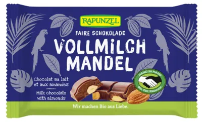 Immagine prodotto di Cioccolato al latte - mandorle intere 100g