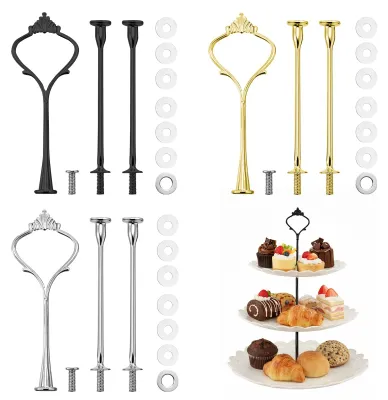 3er-Set Etagenstangen für Tortenständer, Silber, Gold, Schwarz