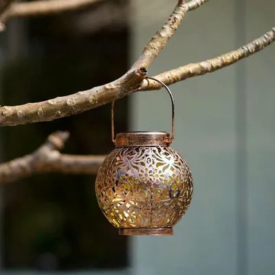 Produktbild von Hängende Solarlampionen für Außen, dekorative Außenbeleuchtung für Garten, Terrasse und Veranda. (Braun)