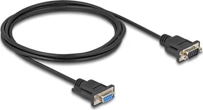 Produktbild von Delock Seriell Kabel RS-232 D-Sub9 Stecker zu Buchse mit schmalem Steckergehäuse 0,5 m