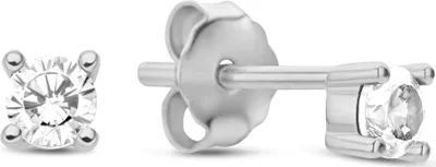 Produktbild von New Bling 9NB-1019 Zilveren Oorknopjes met Zirkonia - 3mm - Wit - Chaton - Rhodium - Zilver