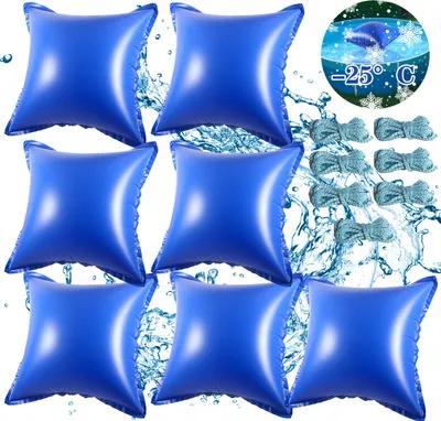 Zdjęcie produktu dla Poduszki pływające do basenu, 120x120 cm | Poduszki zimowe do basenu | Kwadratowe pokrywy do basenu z poduszkami powietrznymi | Odporne na mróz do -25°C | Materiał: PVC | 7 sztuk