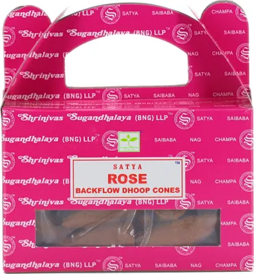 Produktbild von Rückfluss Räucherkegel für den Wasserfall Effekt, 24 handgerollte Kegel aus Indien für Entspannung und Meditation, auch im 3er Set (Rose)