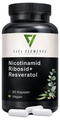 Immagine prodotto di Vita Elements Complesso NAD+ 80 Capsule Nicotinamide Riboside Resveratrolo Integratore Alimentare
