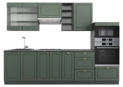 Zdjęcie produktu dla Aneks kuchenny Vicco Fame-Line Zielono-złoty Country House/antracytowy 280 cm , BP Antracyt, Model 42747