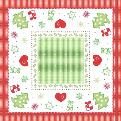 Produktbild von Sovie HORECA Weihnachtstischdecke Christmas in Rot-Grün aus Linclass® Airlaid 80 x 80 cm, 20 Stück