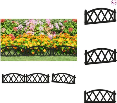 Produktbild von vidaXL Rasenkanten 17 Stk. Schwarz 10 m PP - Beeteinfassungen