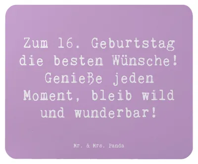 Produktbild von Mr. & Mrs. Panda Mousepad Spruch 16. Geburtstag Glück - Lavendeltraum - Geschenk, computer, Liebesbotschaft, mousematte, Sprüche, unvergesslich, personalisierte Geschenke