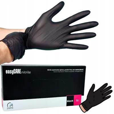 Image de Gants Nitrile Zarys EasyCare Noir Taille S Sans Poudre