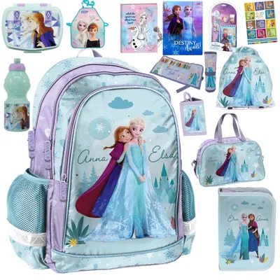 Produktbild von Goldkids -  Schulranzen für Jungen und Mädchen, 13er-Set - Schul-Rucksack für Kinder mit Federmäppchen - Schuhbeutel - Frozen Motiv- 1-3 Klasse