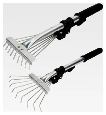 Produktbild von Fächerbesen 20 cm aus Metall verstellbar 25 - 100 mm Minirechen mit 9 Zinken