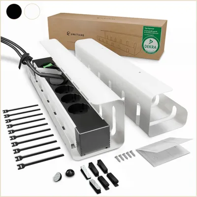 Produktbild von Kabelkanal für Schreibtisch - Kabelmanagement Set von 2 - Unter Schreibtisch Kabelmanagement - Weiß