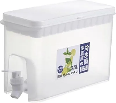 Imagen del producto de Dispensador de bebidas Unyqoos® con grifo – 3,5 L, plástico, blanco | Dispensador de refrescos, agua y zumos con tapa removible, junta de goma, resistente de -20°C a 120°C
