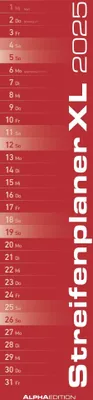 Immagine prodotto di Calendario 2025 - Agenda a strisce XL ROSSA 2025 - 15 x 64 cm