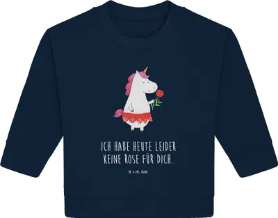 Produktbild von Mr. & Mrs. Panda Organic Baby Pullover Einhorn Dame 12. - 18. Monat - French Navy - Geschenk, Bachelor, Einhörner, Frau, Bullover, Unicorn, Trennung